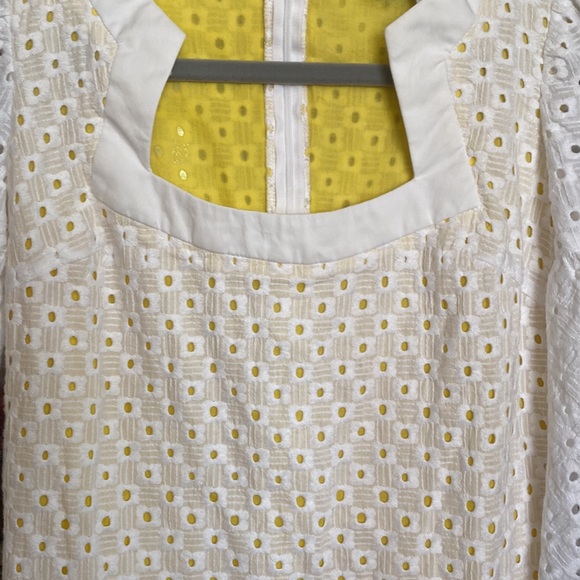 Trina Turk Eyelet Overlay Sheath Dress with Bell Sleeves - Picture 2 of 6